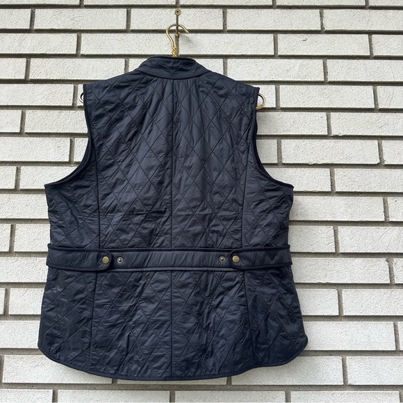 Talbots Black Diamond Quilted Fleece-Lined Vest Full Zip Snap Adjustable Waist - Picture 8 of 10